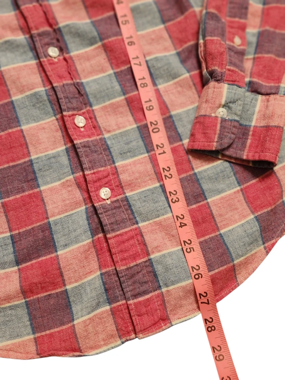 J. Crew Homespun Slim Fit Men's Size S Pink Blue Plaid Cotton Button-Down Shirt